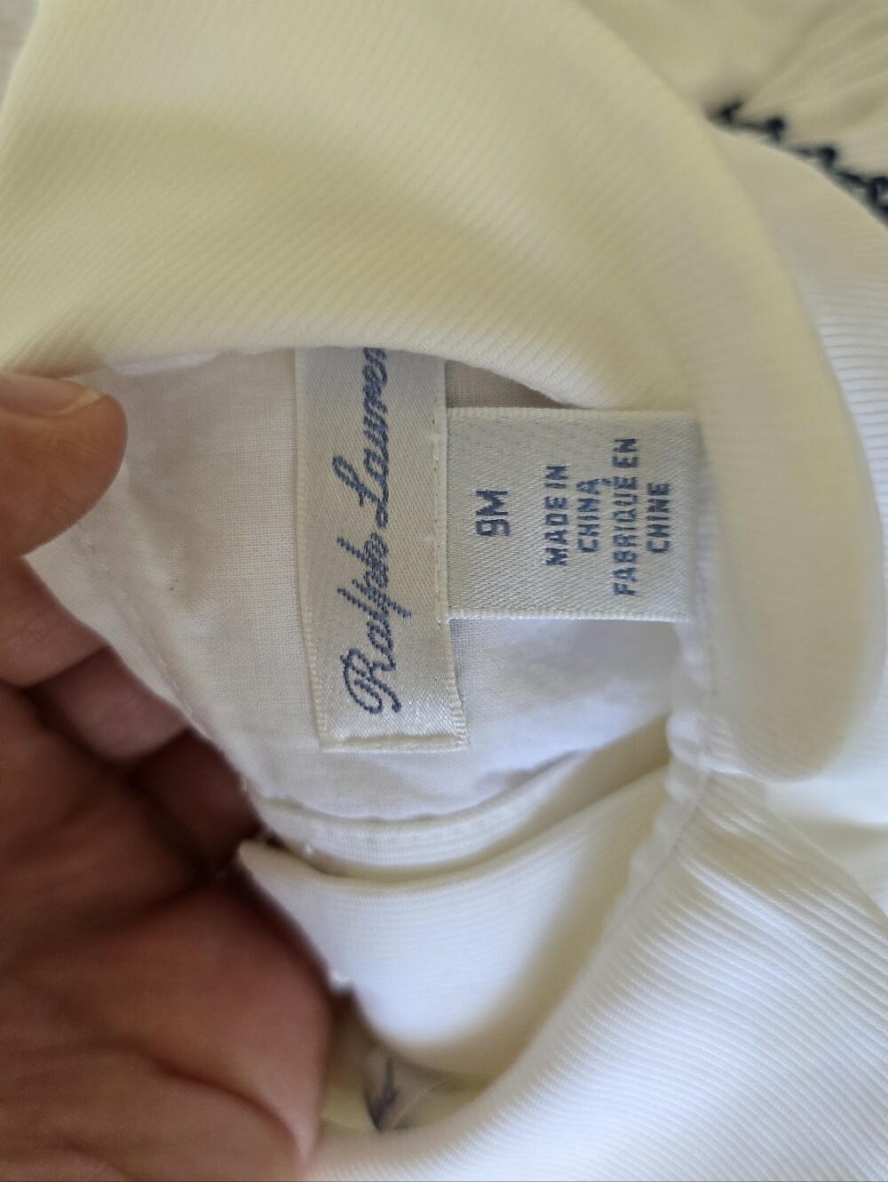 Ralph Lauren White Smocked Baby Dress with Navy Anchor Embroidery - Picture 4 of 8